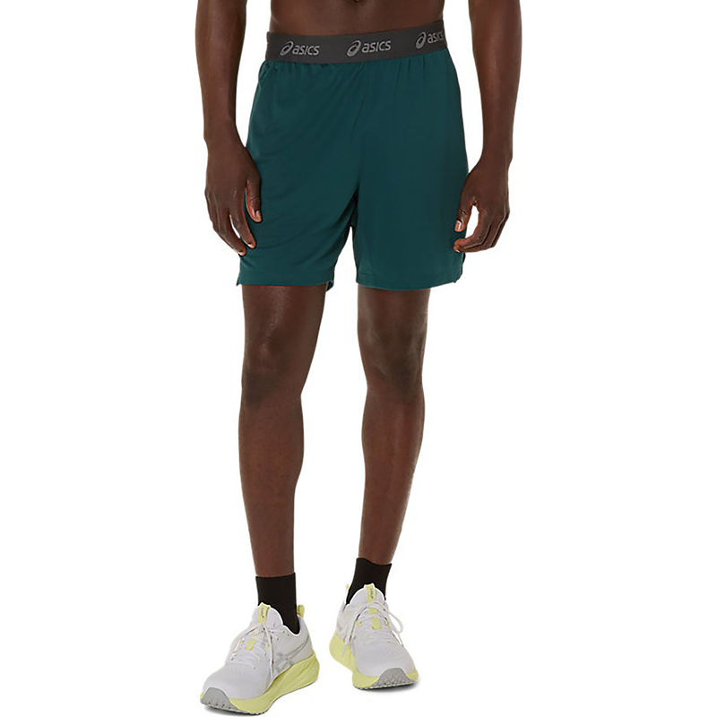 ASICS Men Green Acti Breeze Vented Knit 7In Training Shorts (XL)