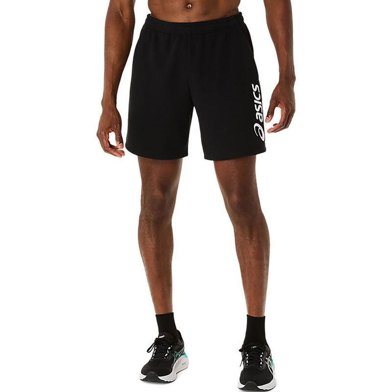 ASICS Men Black Logo Sweat Training Shorts (M)