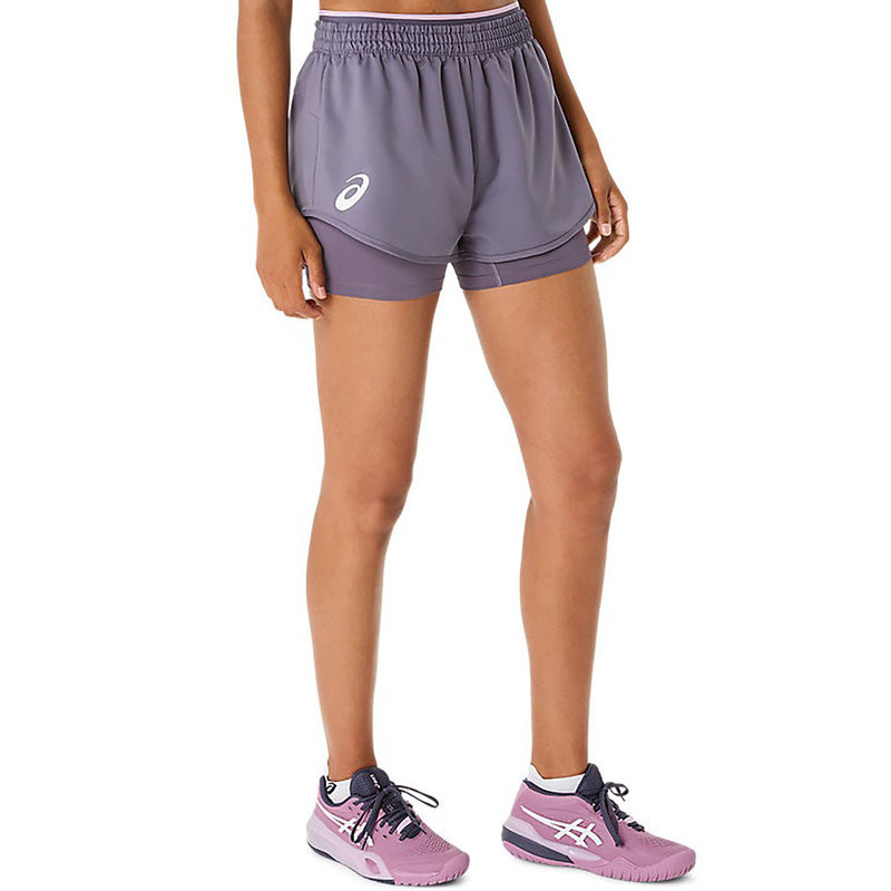 ASICS Women Purple Match Tennis Shorts (S)
