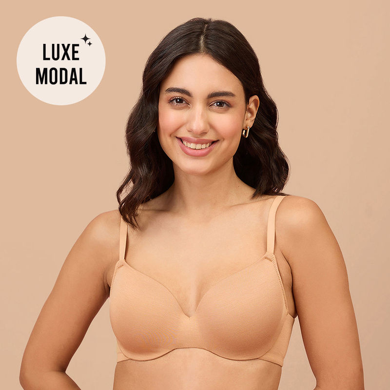 Nykd by Nykaa Super Soft Luxe Modal Padded Cushioned Wire T-Shirt Bra NYB218 Clay (32C)