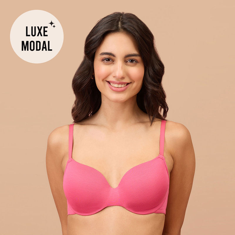 Nykd by Nykaa Super Soft Luxe Modal Padded Cushioned Wire T-Shirt Bra NYB218 Pink (32B)