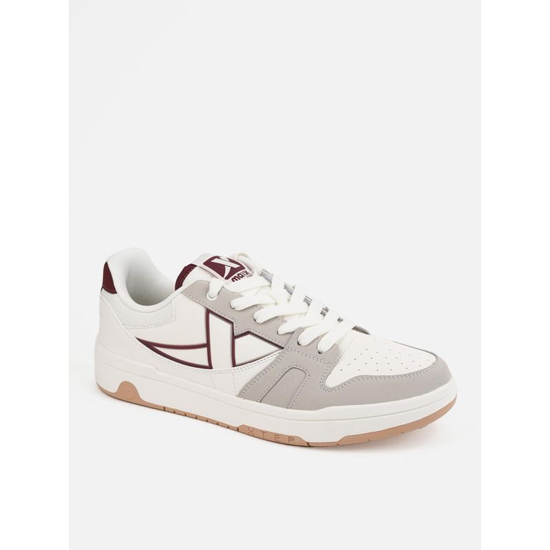 Xtep Classic Series Outsole Upper Skateboarding Shoes for Men, White/Grey/Red (EU 40)