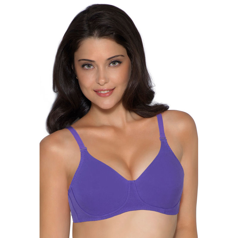 Amante Non-Padded Non-Wired Cotton Bra With Detachable Straps - Purple (34C)