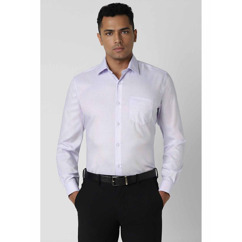 Van Heusen Men Lilac Regular Fit Textured Full Sleeves Formal Shirt (39)