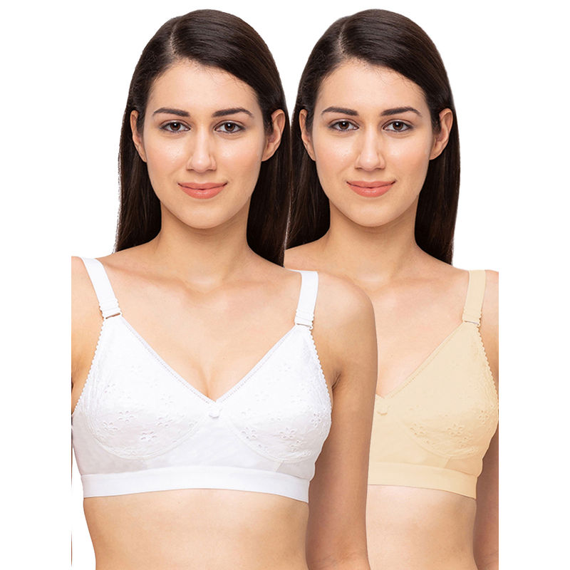 Juliet Womens Non Padded Non Wired Bra Combo Chapali White Skin (34D)
