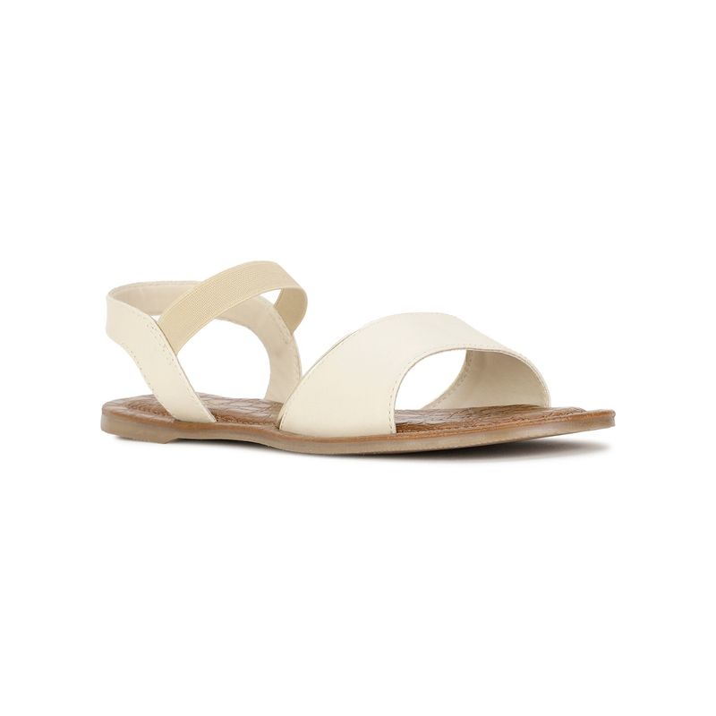 Bata Women Slip On Off White Sandals (UK 5)