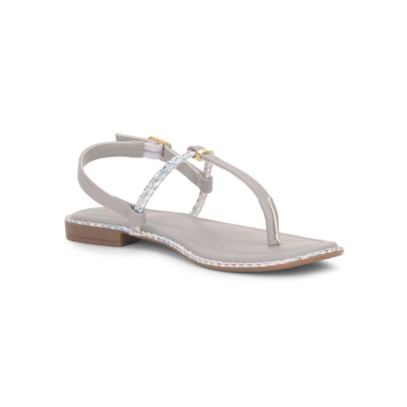 Bata Women Buckle Grey Flats (UK 3)