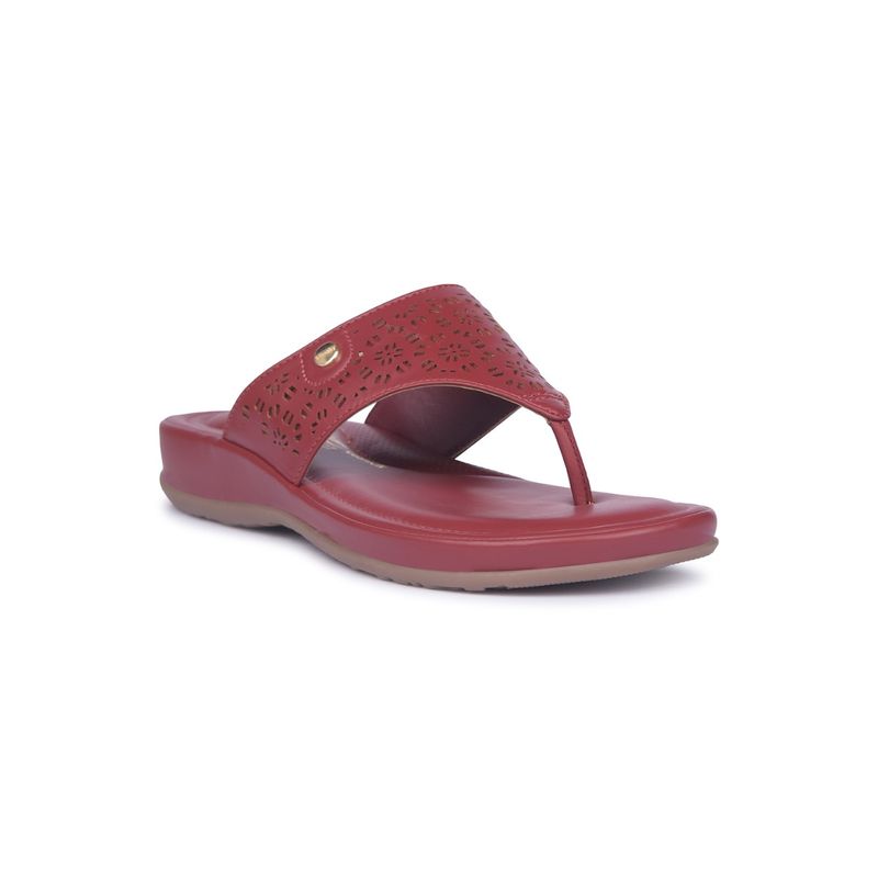 Bata Comfit Women Slip On Maroon Sandals (UK 3)
