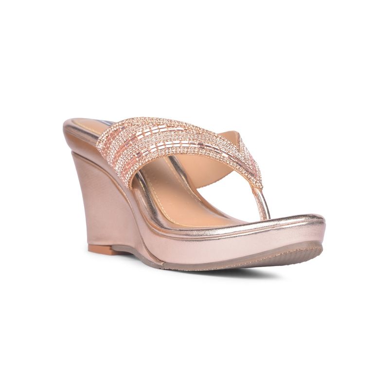 Red Label Women Slip On Rose Gold Heels (UK 7)