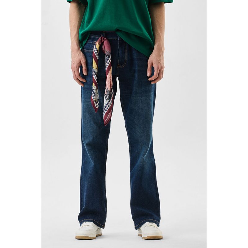 Snitch Dark Blue Solid Bootcut Casual Jeans for Men (32)