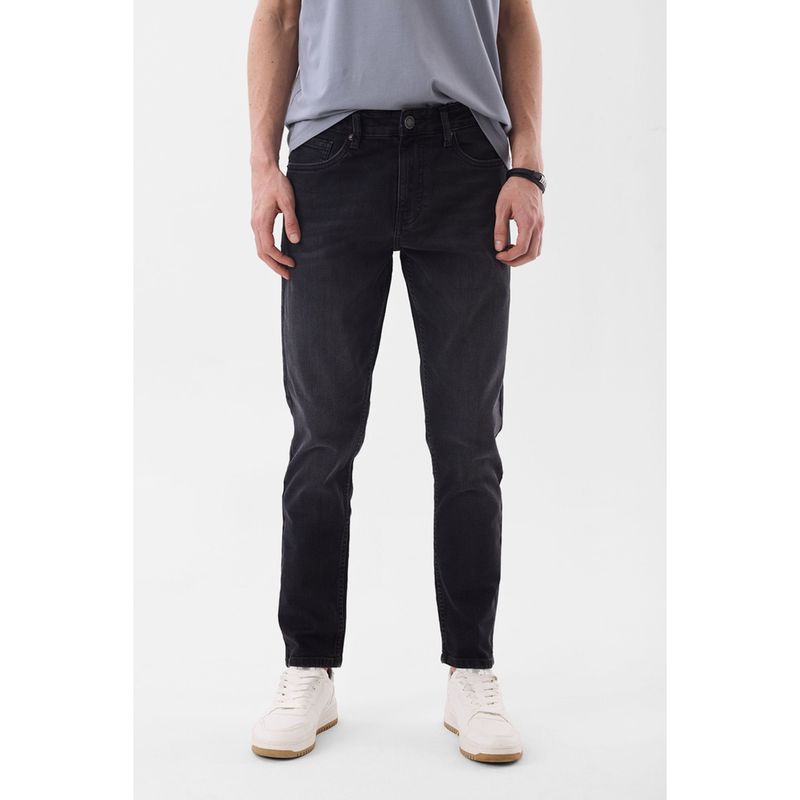 Snitch Black Solid Relaxed Casual Jeans for Men (34)