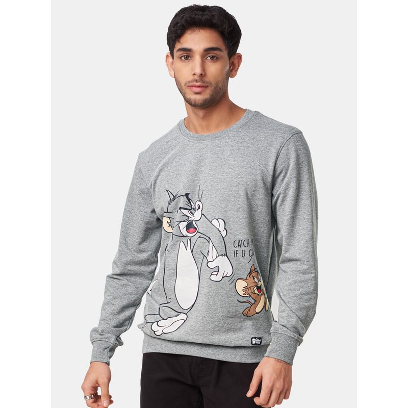 The Souled Store Men Official Tom And Jerry Catch Me If You Can Grey Sweatshirts (S)