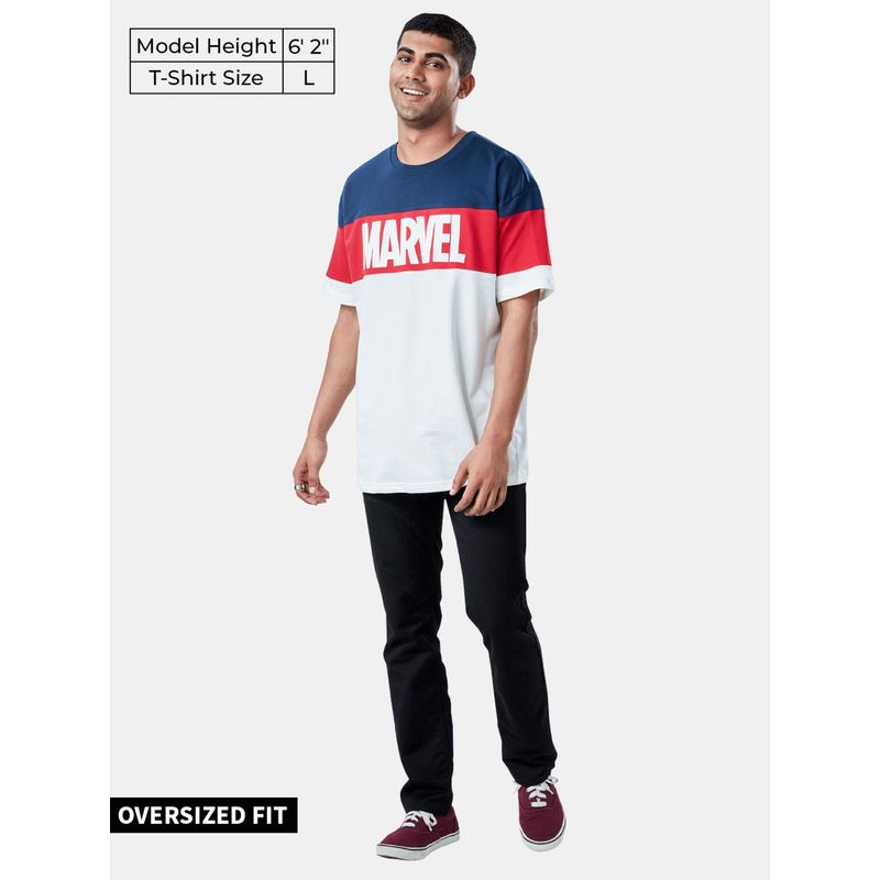 The Souled Store Official Marvel: Logo Men Oversized T-Shirts (2XL)