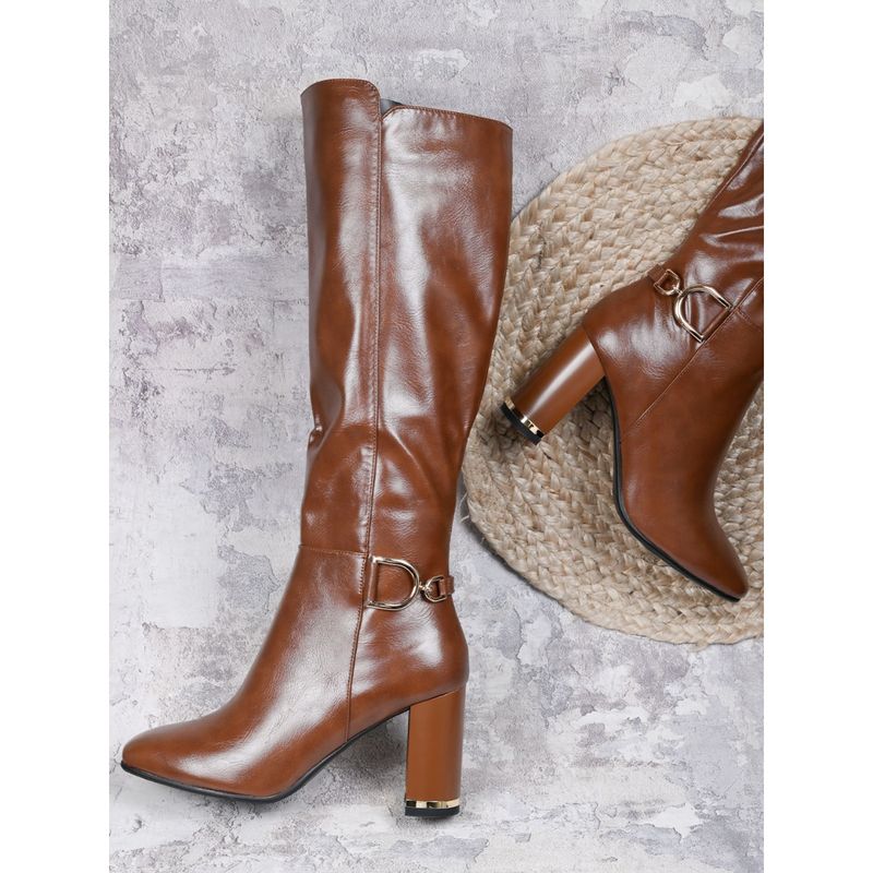 Ronnie Grey Women Brown Solid High Top Casual Boots (EURO 38)