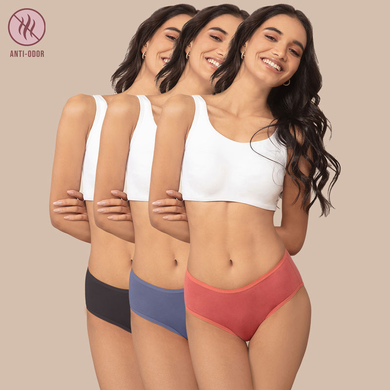 Nykd By Nykaa Pack of 3 Cotton Hipster with Anti odor-NYP033 - Multi-Color (XXL)