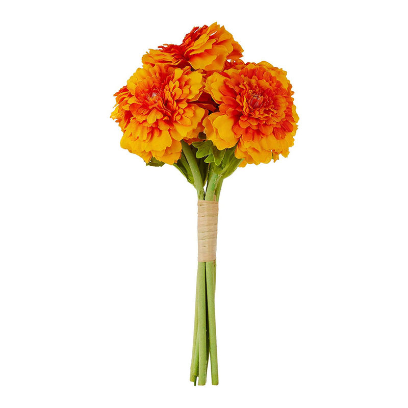 Fourwalls Decorative Artificial Marigold Flower Bunches (6 Flowers, 30