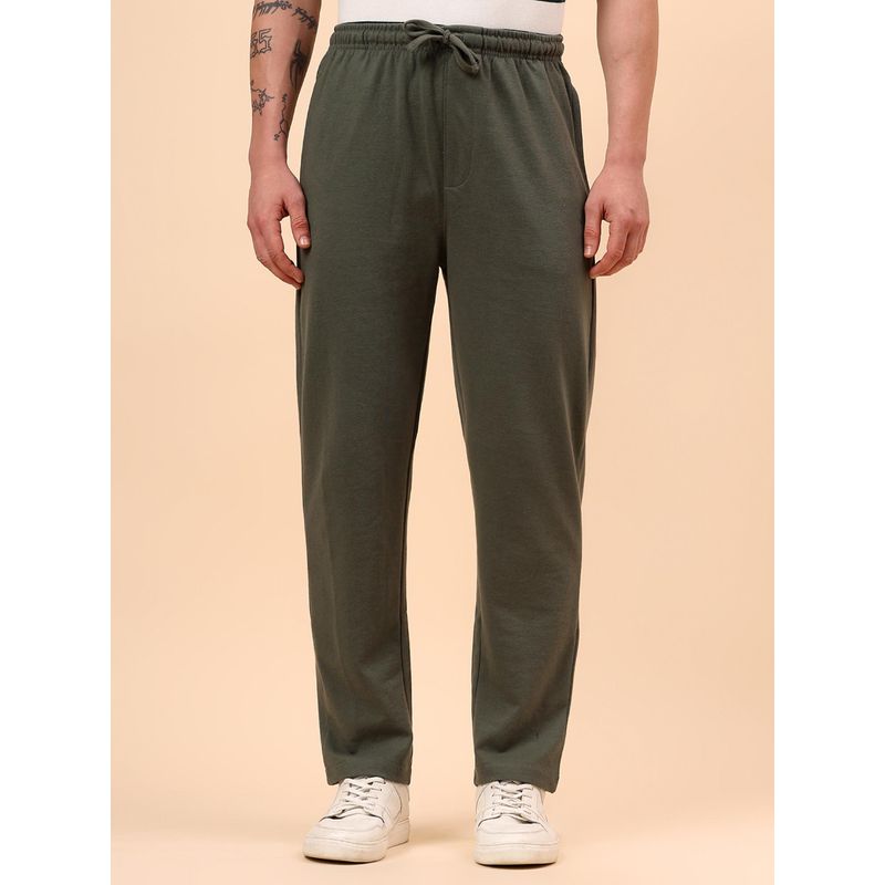 Cantabil Men Olive Green Solid Drawstring Regular Fit Track Pant (M)