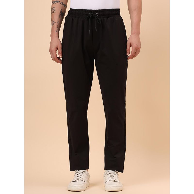 Cantabil Men Black Solid Drawstring Regular Fit Track Pant (L)