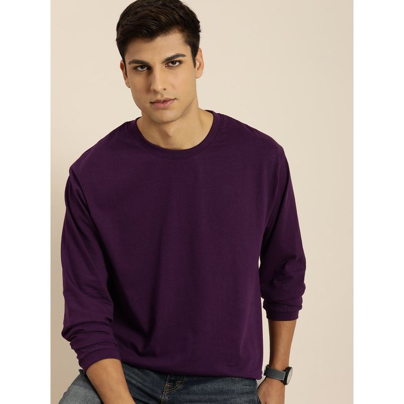 DILLINGER Purple Solid Oversized T-Shirt (S)