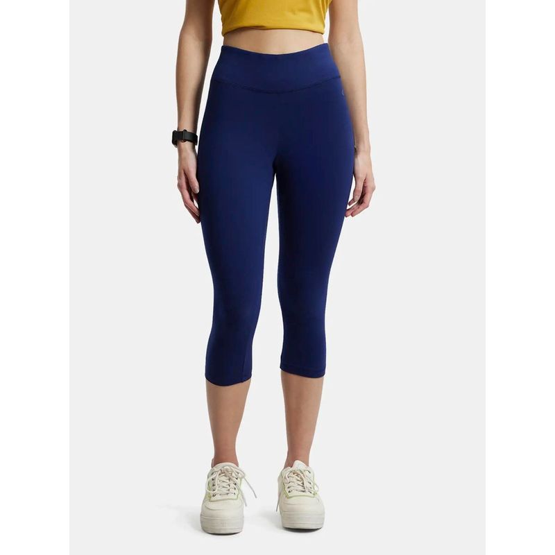 Jockey 1391 Women Super Combed Cotton Elastane Capri - Imperial blue & Biscay bay (S)