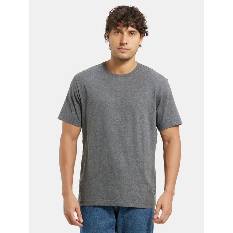 Jockey 2714 Men Super Combed Cotton Rich Round Neck T-Shirt - Charcoal Melange (2XL)