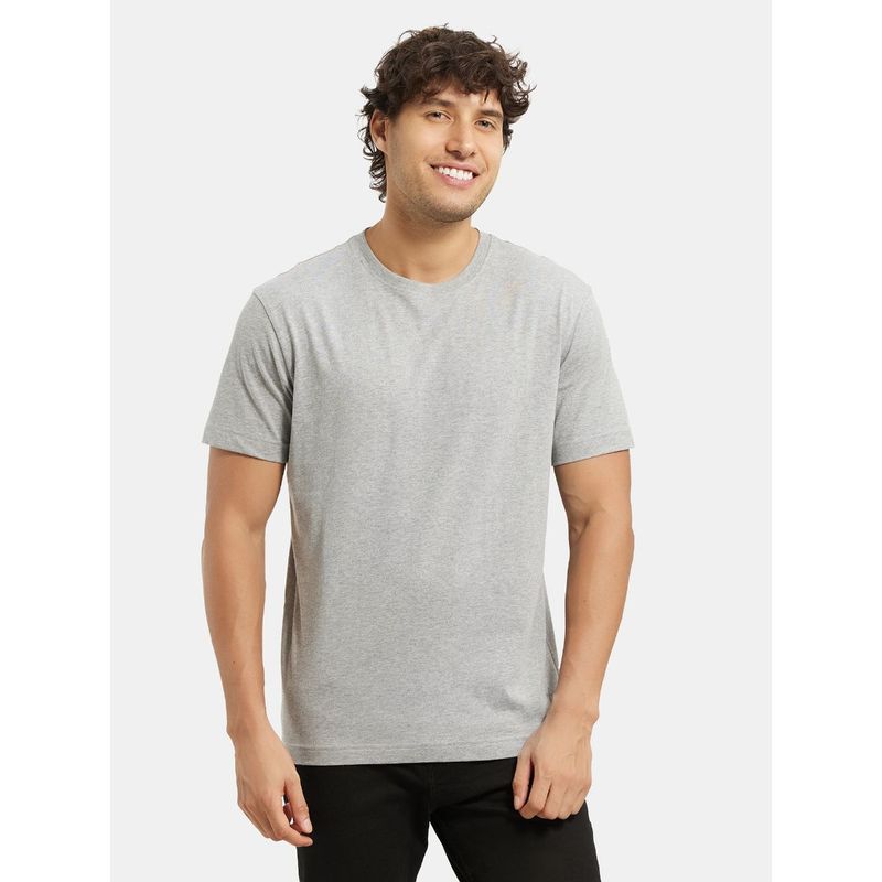 Jockey 2714 Men Super Combed Cotton Rich Round Neck T-Shirt - Grey Melange (L)