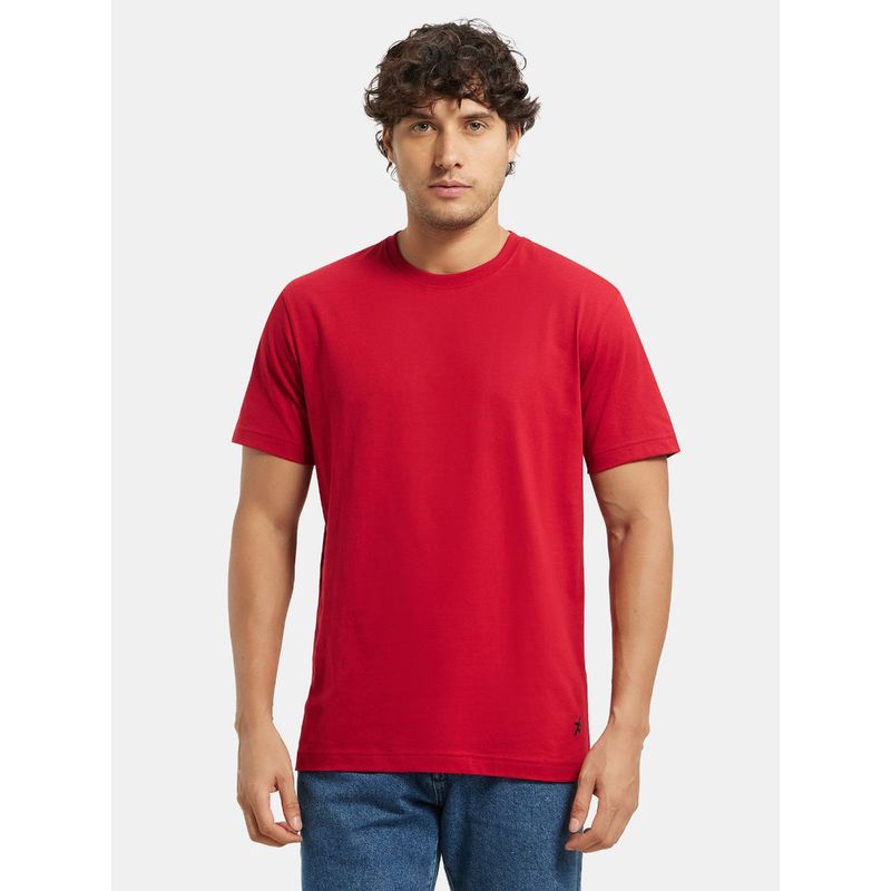 Jockey 2714 Men Super Combed Cotton Rich Round Neck T-Shirt - Shanghai Red (M)