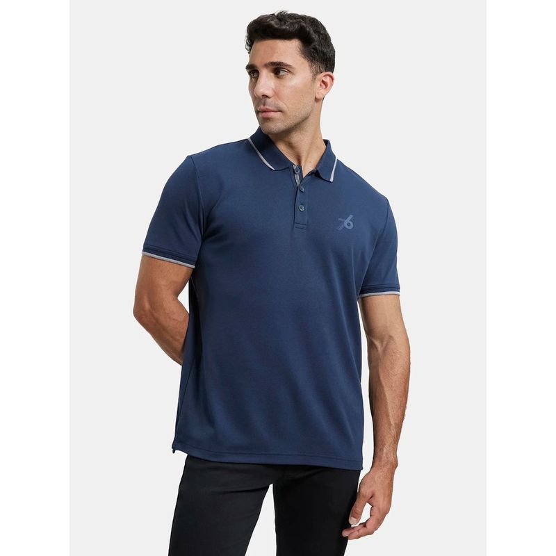 Jockey 3911 Men Super Combed Cotton Rich Solid Half Sleeve Polo T-Shirt - Navy (L)
