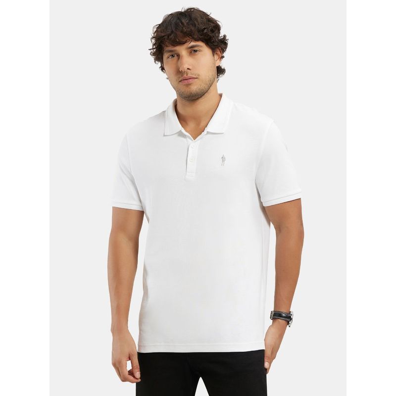 Jockey 3912 Men Super Combed Cotton Rich Solid Half Sleeve Polo T-Shirt - White (M)