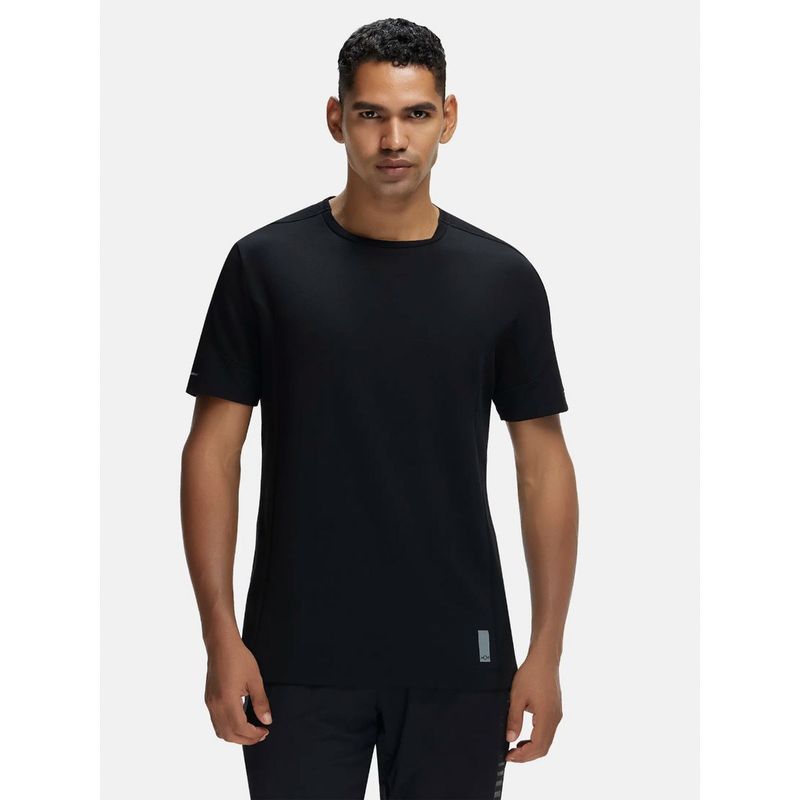 Jockey MV01 Men Super Combed Cotton Blend Solid Active Wear T-Shirt - Black (M)
