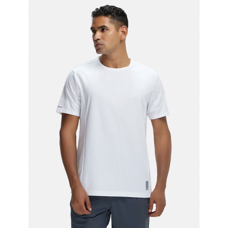 Jockey MV01 Men Super Combed Cotton Blend Solid Active Wear T-Shirt - White (XL)