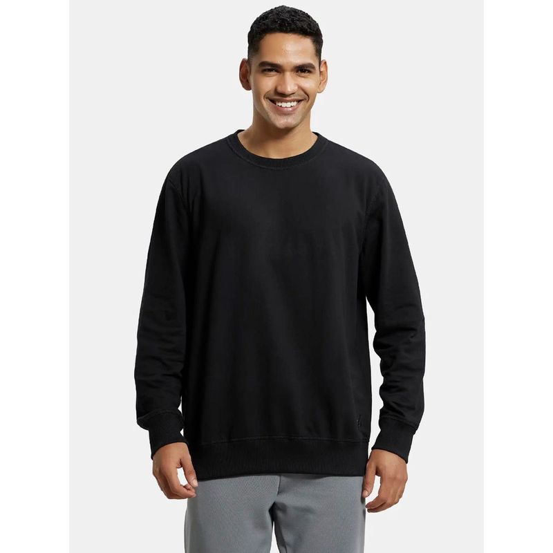 Jockey 2716 Men Super Combed Cotton French Terry Solid Sweatshirt - Black (L)