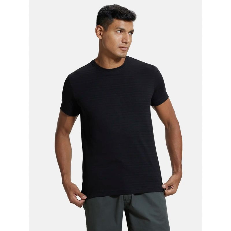 Jockey IM21 Men Super Combed Supima Cotton Round Neck T-Shirt - Black (XL)