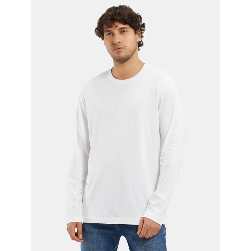 Jockey AM95 Men Super Combed Cotton Rich Solid Round Neck T-Shirt - White (S)