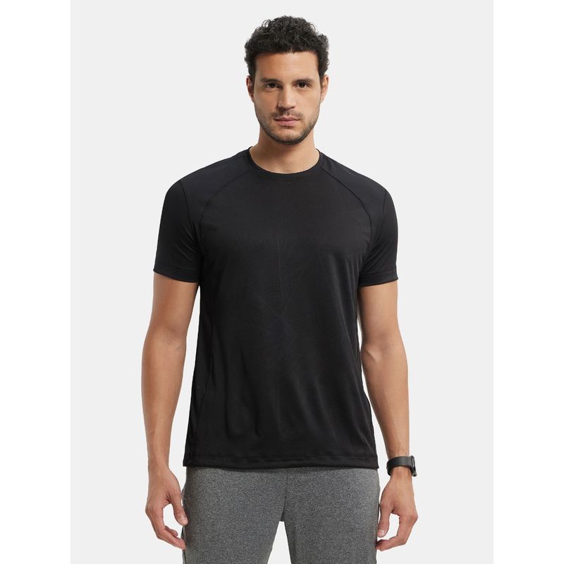 Jockey MV15 Men Microfiber Fabric Half Sleeve Active Wear T-Shirt - Black (S)