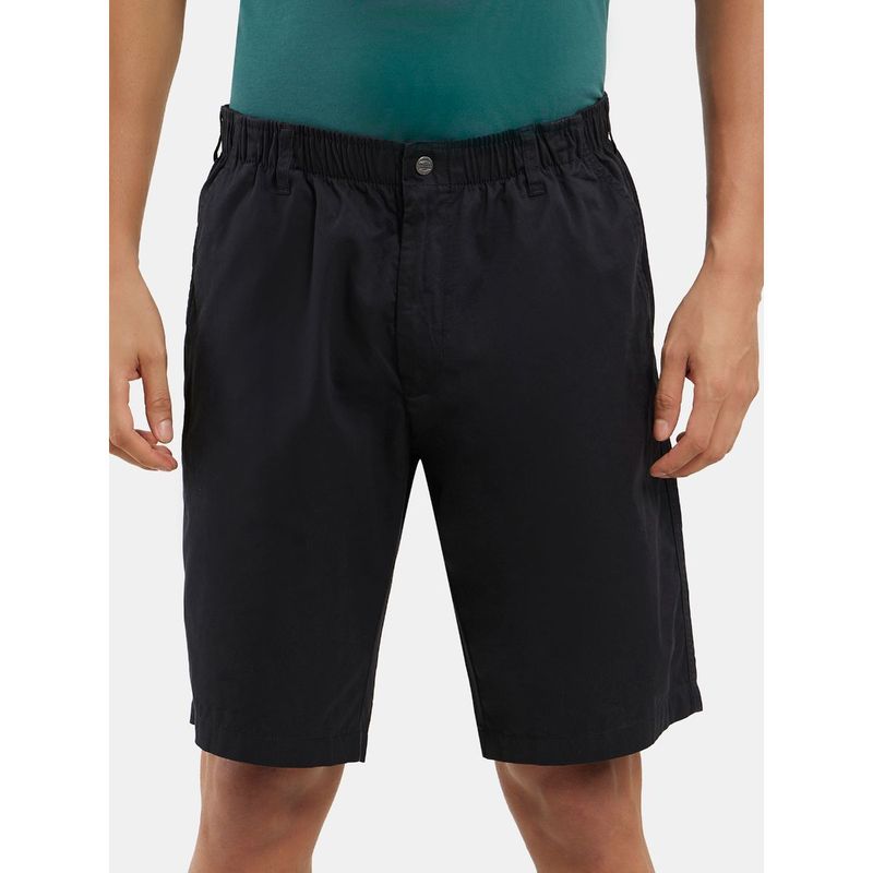Jockey 1203 Men Super Combed Mercerised Cotton Woven Straight Fit Shorts - Black (M)