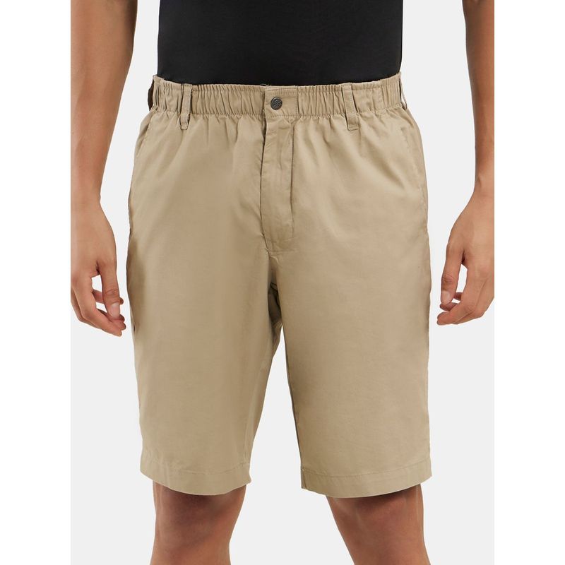 Jockey 1203 Men Super Combed Mercerised Cotton Woven Straight Fit Shorts - Khaki (M)