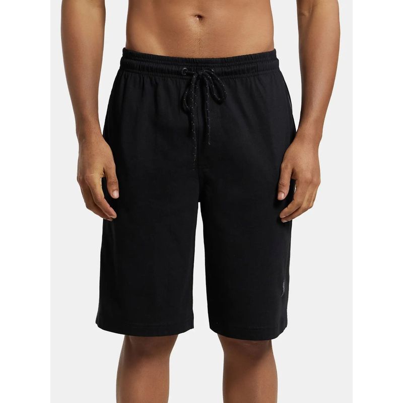 Jockey 9426 Men Super Combed Cotton Rich Regular Fit Shorts - Black (XL)