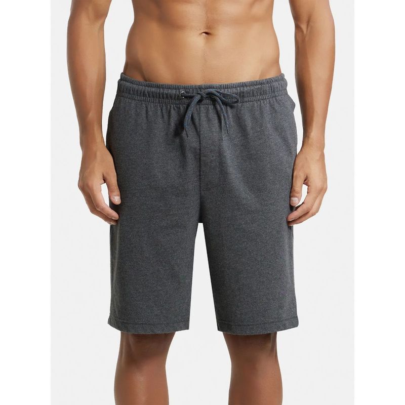 Jockey AM12 Men Super Combed Cotton Straight Fit Shorts - Charcoal Melange (S)