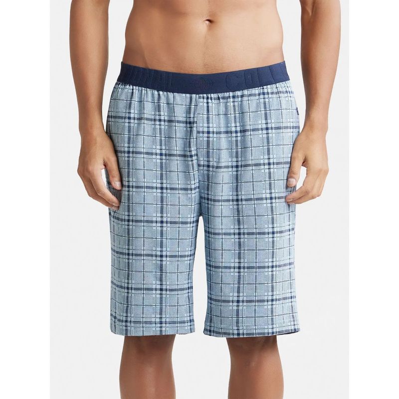 Jockey IM02 Men Tencel Micro Modal Cotton Elastane Sleep Shorts - Light Blue Print1 (M)