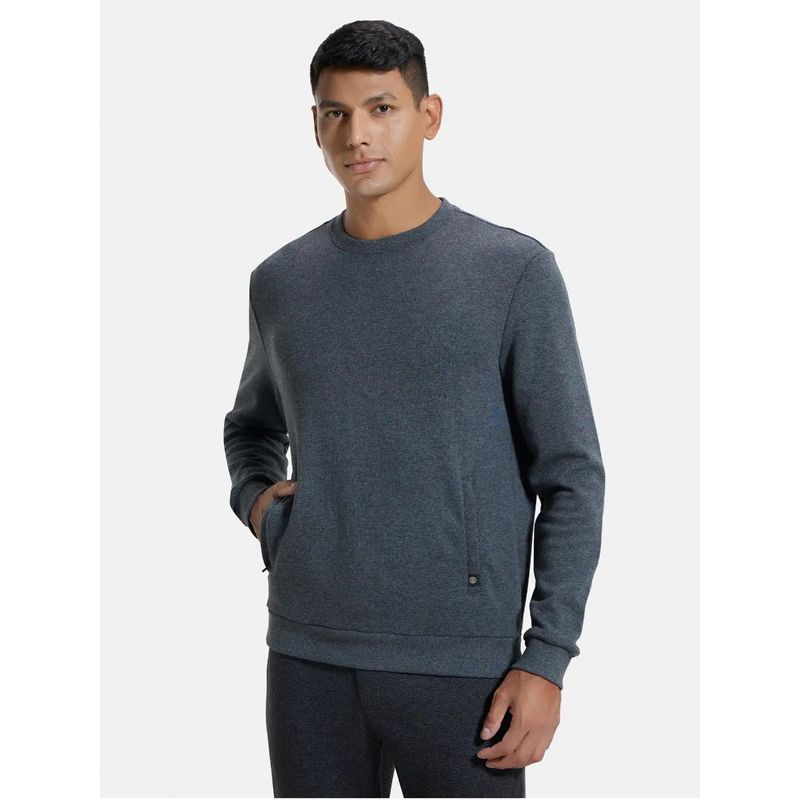 Jockey IM11 Men Super Combed Cotton Rich Plated Sweatshirt - Charcoal Melange (L)