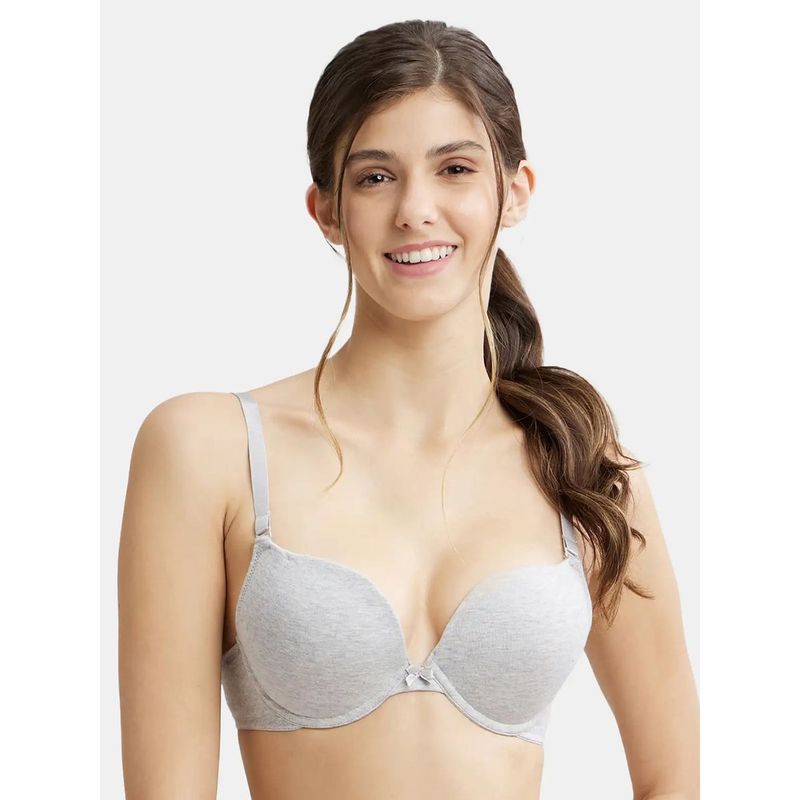 Jockey FE53 Wired Padded Super Combed Cotton Elastane Pushup Bra - Steel Grey Melange (34A)