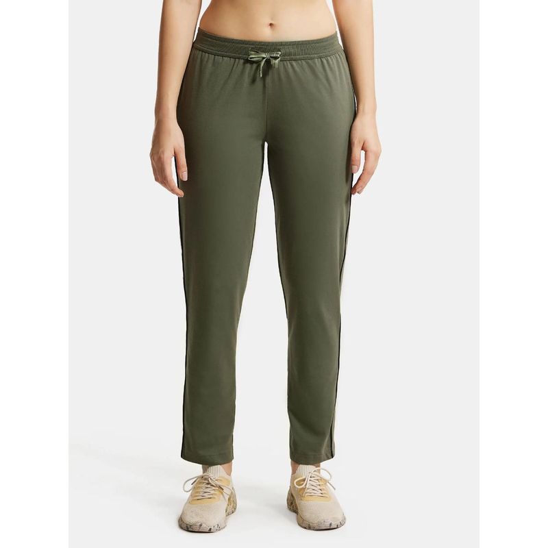 Jockey 1305 Women's Cotton Rich Trackpants With Convenient Side Pockets Green (S)