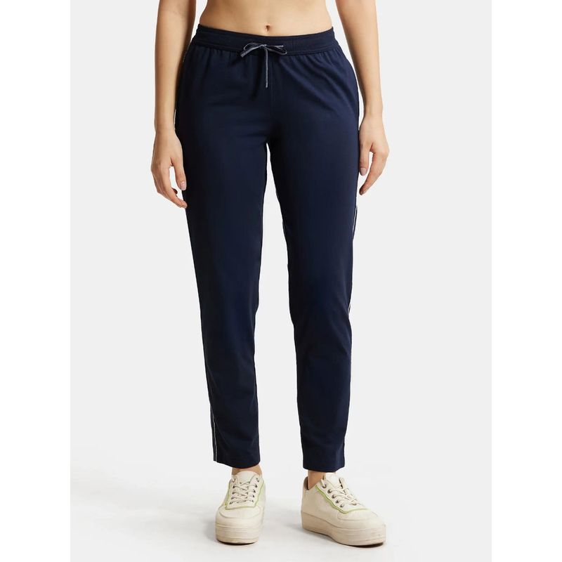 Jockey 1305 Women's Cotton Rich Trackpants With Convenient Side Pockets Blue (S)
