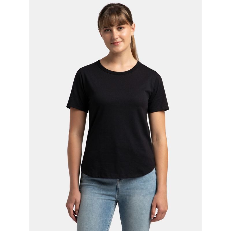 Jockey Aw88 Women's Super Combed Cotton Rich Crew Neck T-Shirt Black (M)