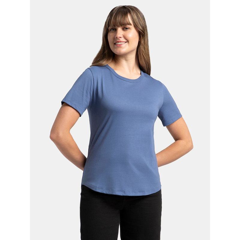 Jockey Aw88 Women's Super Combed Cotton Rich Crew Neck T-Shirt Blue (M)