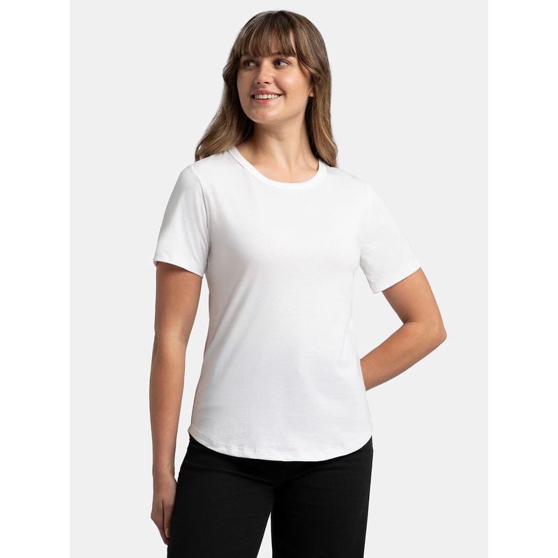 Jockey Aw88 Women's Super Combed Cotton Rich Crew Neck T-Shirt White (XL)