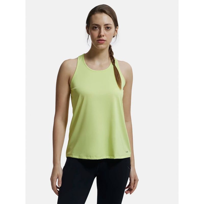 Jockey MW22 Women Microfiber Fabric Printed Active Wear Tank Top - Daiquiri Green (L)