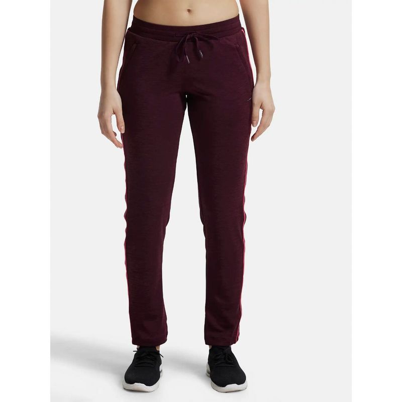 Jockey MW54 Women Microfiber Fabric Straight Fit Active Wear Trackpants-Wine Tasting (S)