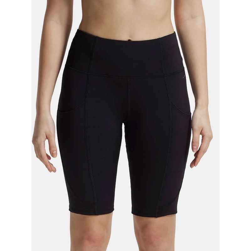 Jockey Mw81 Women's Microfiber Elastane Training Shorts With Stay Dry Treatment Black (S)